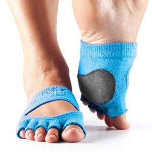 • Toe Sox Half Sock Blue Padded Cotton Yoga Dance